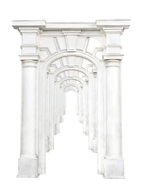 istock Antique stone arch enfilade isolated on white background 1212585644