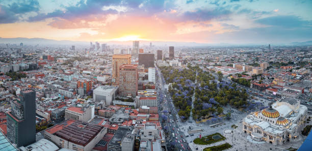 Vue aérienne de la ville de Mexico de Torre Latinoamericana - Photo