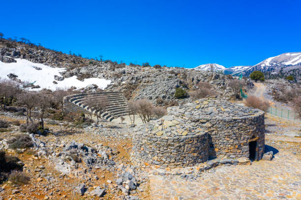Mitato (hut built from locally gathered stones to provide shelter to shepherds) on mount Psiloritis (Ida) near Rouvas forest, Crete, Greece.