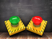 TRUE FALSE Push Buttons on Chalkboard - 3D Renderings