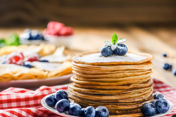 istock Pancakes with blueberries and raspberries. 1212589070