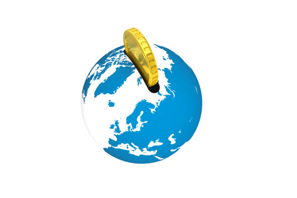 istock 3D Rendering of Investment Concept with Coins and Globe Earth 1212594548