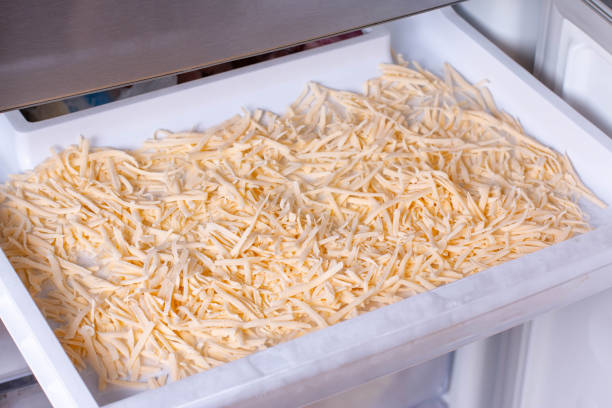 Frozen grated cheese in the freezer Frozen grated cheese. Frozen food in the freezer shredded mozzarella stock pictures, royalty-free photos & images