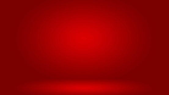 Abstract red light empty room studio background for presentation with red gradient color.