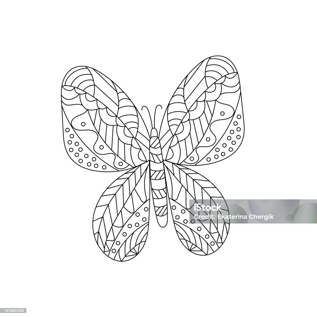 Hình Minh Họa Vector Vẽ Tay Con Bướm Dễ Thương Trên Nền Trắng Sách ...