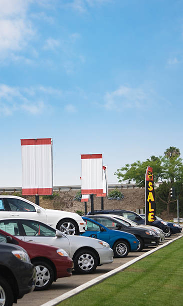 Chevrolet cars in a row at the dealership for sale stock photo