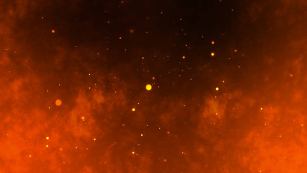 飛ぶ火花と壮大な火のアニメーション。ドラマチックな背景 - napalm ストックフォトと画像