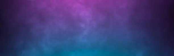 Photo of Abstract foggy horizonta background. Neon colors pink and blue light smoke