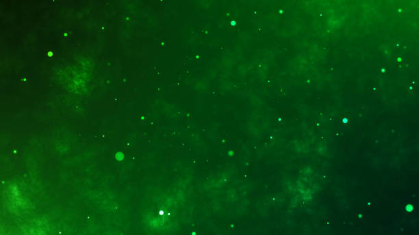 混沌とした飛行粒子を持つ有毒な緑色の背景 - toxic substance smoke abstract green ストックフォトと画像