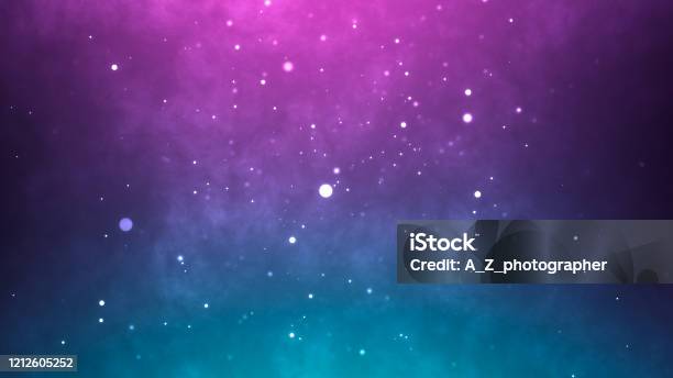Neon Particles Background Blue Pink Abstract Glowing Space Stock Photo - Download Image Now