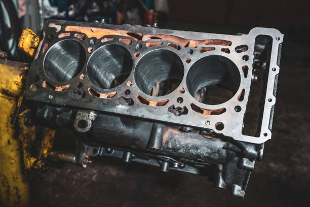 istock Disassembled cylinder block. Engine repair services. Close-up 1212605262