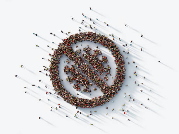 istock Human Crowd Forming Stop COVID-19 Virus Symbol 1212608675