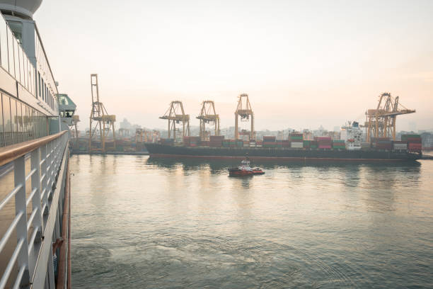 istock Cruise ship entering Colombo port at sunrise. 1212608701