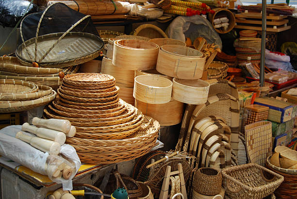 Handmade wicker baskets Background
