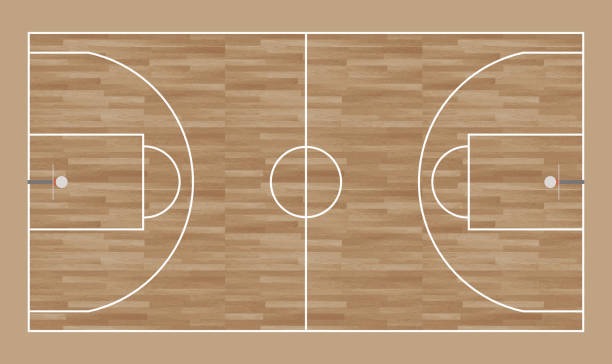 ilustrações de stock, clip art, desenhos animados e ícones de basketball court with wood texture. basketball tactical court - football field backgrounds aerial view sport