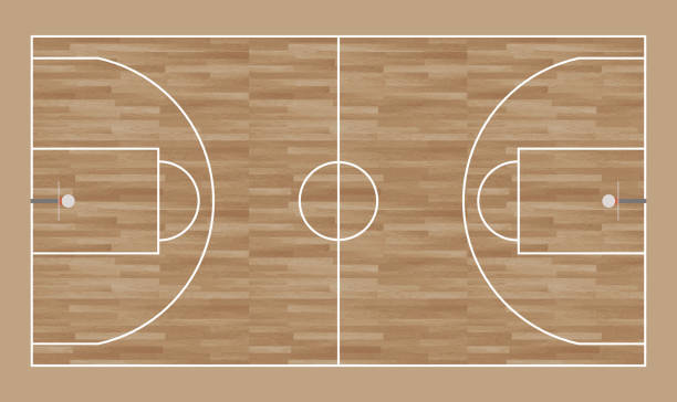 баскетбольная площадка с деревянной текстурой. баскетбольная тактическая площадка - arena stock illustrations