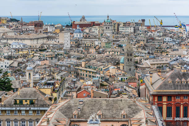 The city of Genoa, panoramic view of the center