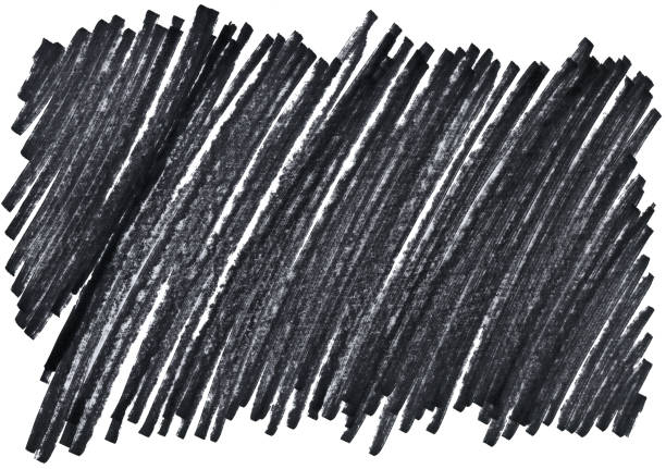 closeup of chaotic permanent dark black marker doodles hatch pattern texture brush on white background