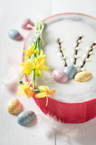 istock Homemade cake for Easter in the shape of an egg 1212613779