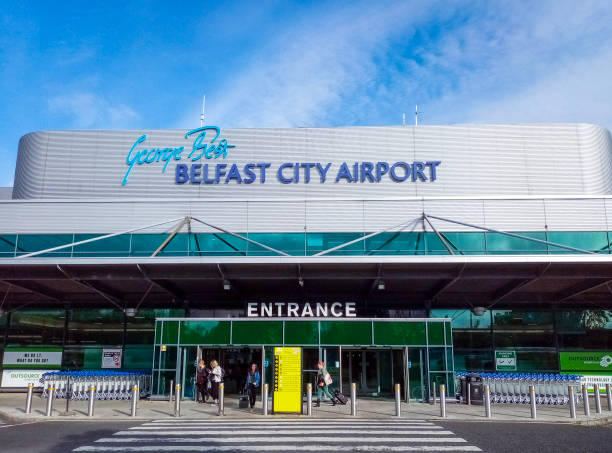 Front view of George Best Belfast City Airport stock photo