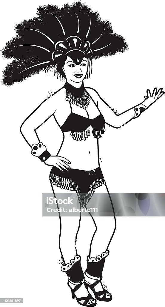 Rétro Vegas Danseuse de cabaret - clipart vectoriel de D'autrefois libre de droits