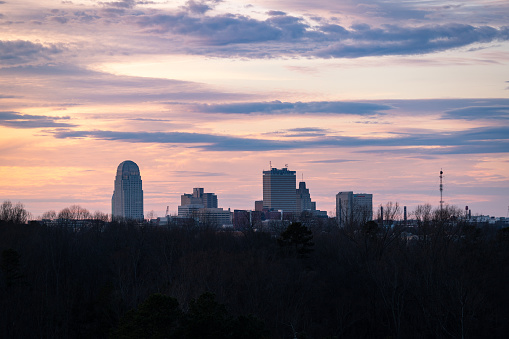 Downtown Atlanta Silhouetted at Sunset