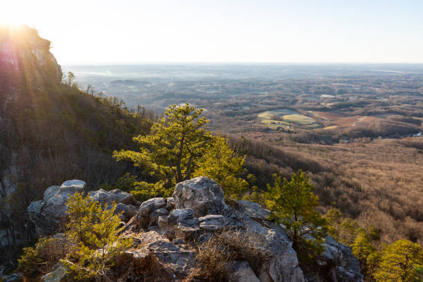 A winter sunrise at Pilot Mountain State Park, North Carolina.