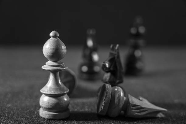 istock Image of Chess Pieces on Board for Game; black and white style 1212623309