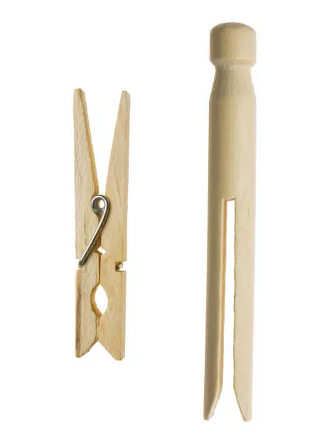 cut out of two wooden cloth pegs