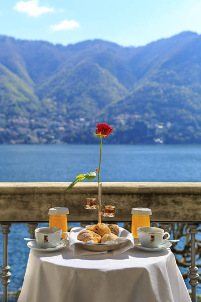 Breakfast in lake Como Breakfast in lake Como como italy photos stock pictures, royalty-free photos & images