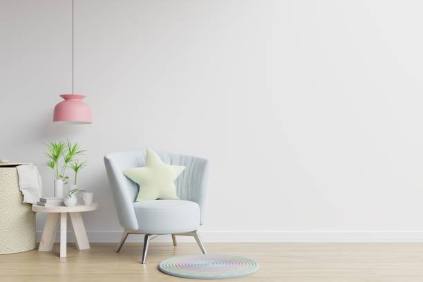 istock The interior has a armchair on empty white wall background. 1212633189