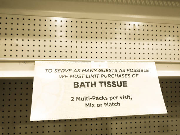 Empty Shelves: Shop Sign Announcing Limit on Bath Tissue/Toilet Paper