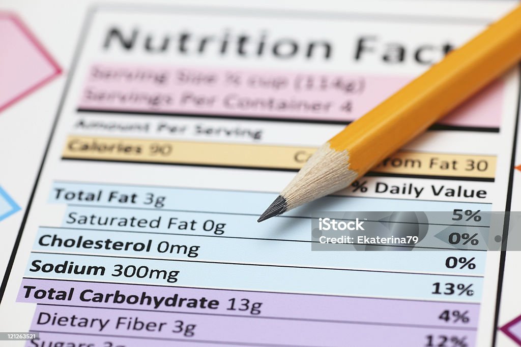 Nutrition hechos. - Foto de stock de Etiqueta de nutrición libre de derechos