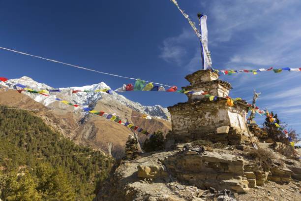 istock Buddhist Stone Monument with Prayer Flags, Himalaya Nepal 1212641450