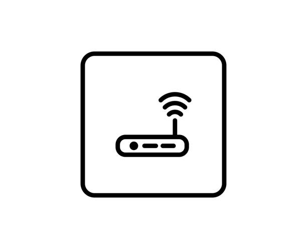 wifi-router-liniensymbol - modem stock-grafiken, -clipart, -cartoons und -symbole