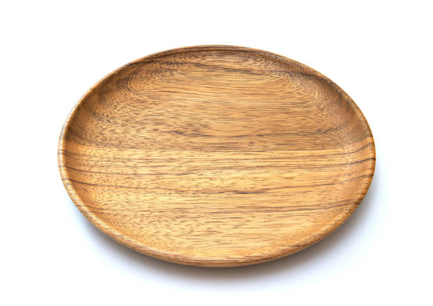 istock Wooden plate isolated on white background 1212647458