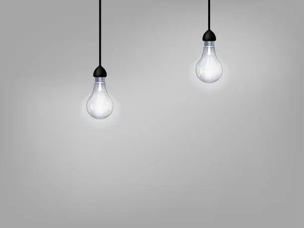 Vector illustration of beautiful graphic design of light bulb on gray background with copy space