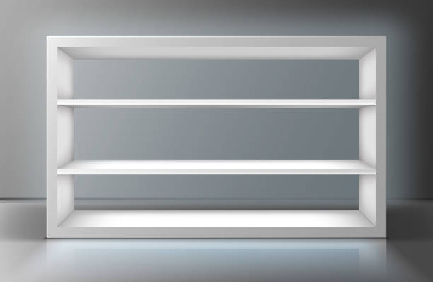 istock White showcase with shelves in shop or gallery 1212663163