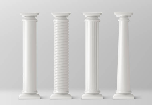 ilustraciones, imágenes clip art, dibujos animados e iconos de stock de columnas antiguas aisladas sobre fondo blanco - column greek culture roman architecture