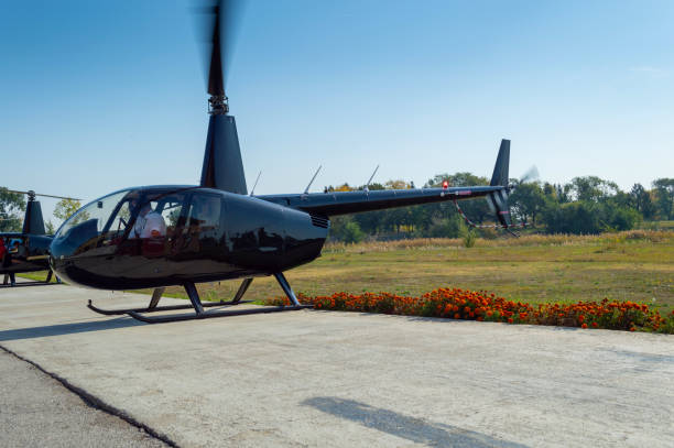 istock Testing rotors of helicopter on airfield 1212666892