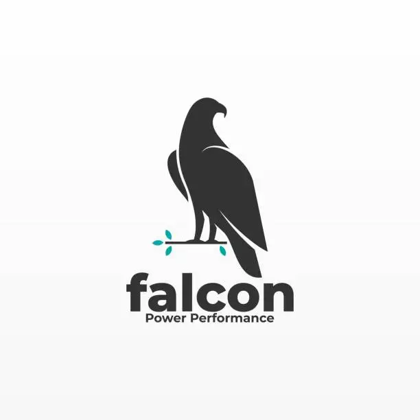 Vector illustration of Vector Illustration Falcon pose Silhouette Style.