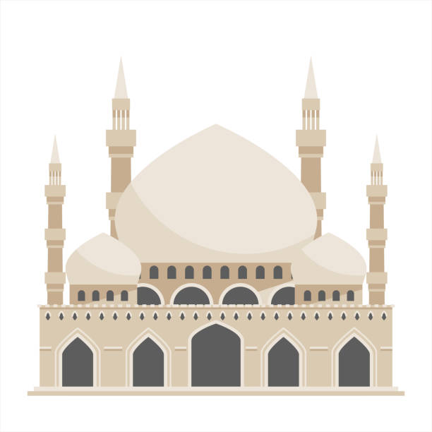 islam traditionelle architektur moschee haus gebäude religiöse design flache vektor-illustration - eid al fitr stock-grafiken, -clipart, -cartoons und -symbole