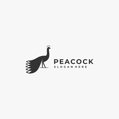 Vector Illustration Peacock Silhouette Style.
