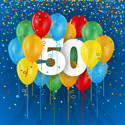 50 Anni Con Palloncini Colorati - Fotografie stock e altre immagini di  Cinquantesimo compleanno - Cinquantesimo compleanno, Palloncino, Numero 50  - iStock