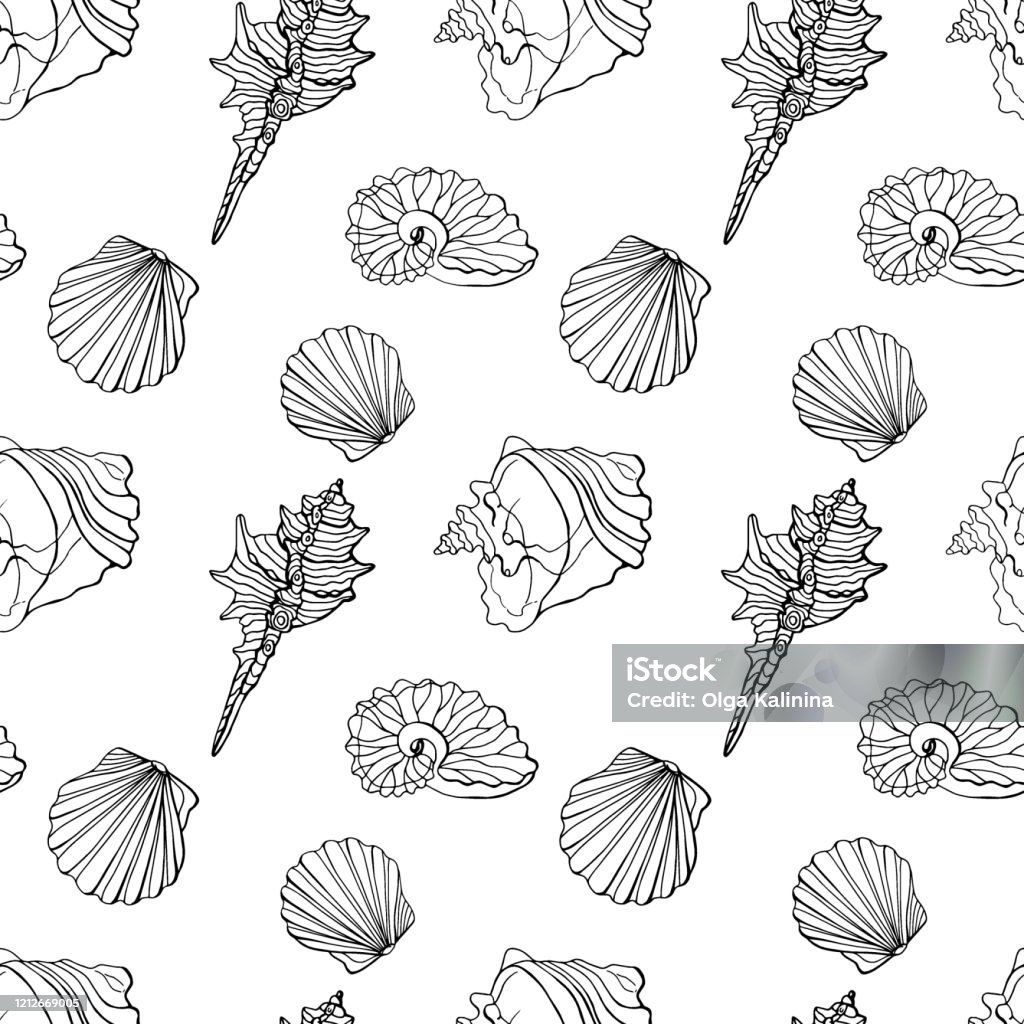 Linear Shells Seamless Pattern Of Linear Shells Stock Illustration - Download Image ...