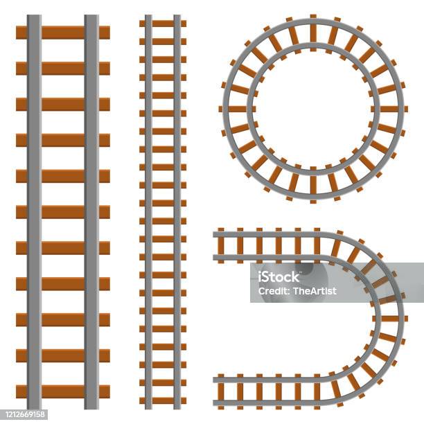 Rail Riad Vector Railroad Set Vector Design Illustration Isolated On White Background ...