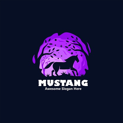 Vector Illustration Mustang Silhouette Style.