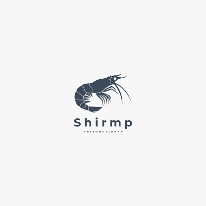 Vector Illustration shrimp Silhouette Style.