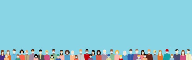 istock People in white medical face mask vector seamless border. Coronavirus 2019-nCoV flu, cold, SARS. 1212681270