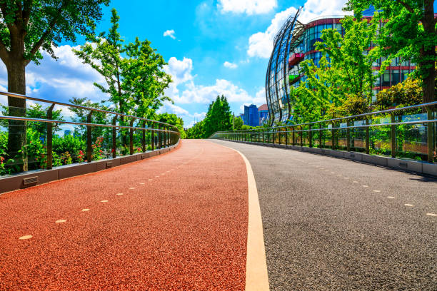 istock Shanghai runway pavement and urban architecture landscape 1212682467